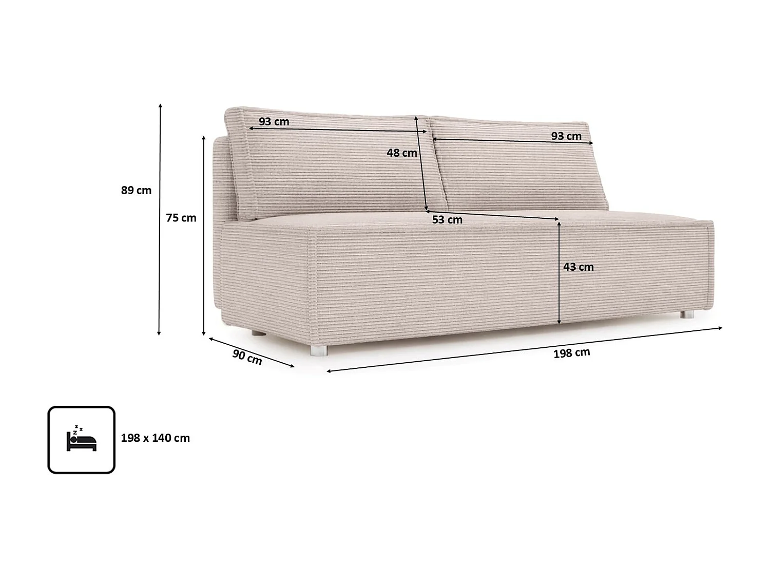 Canapé convertible DUO Poso en tissu - plusieurs coloris Beige