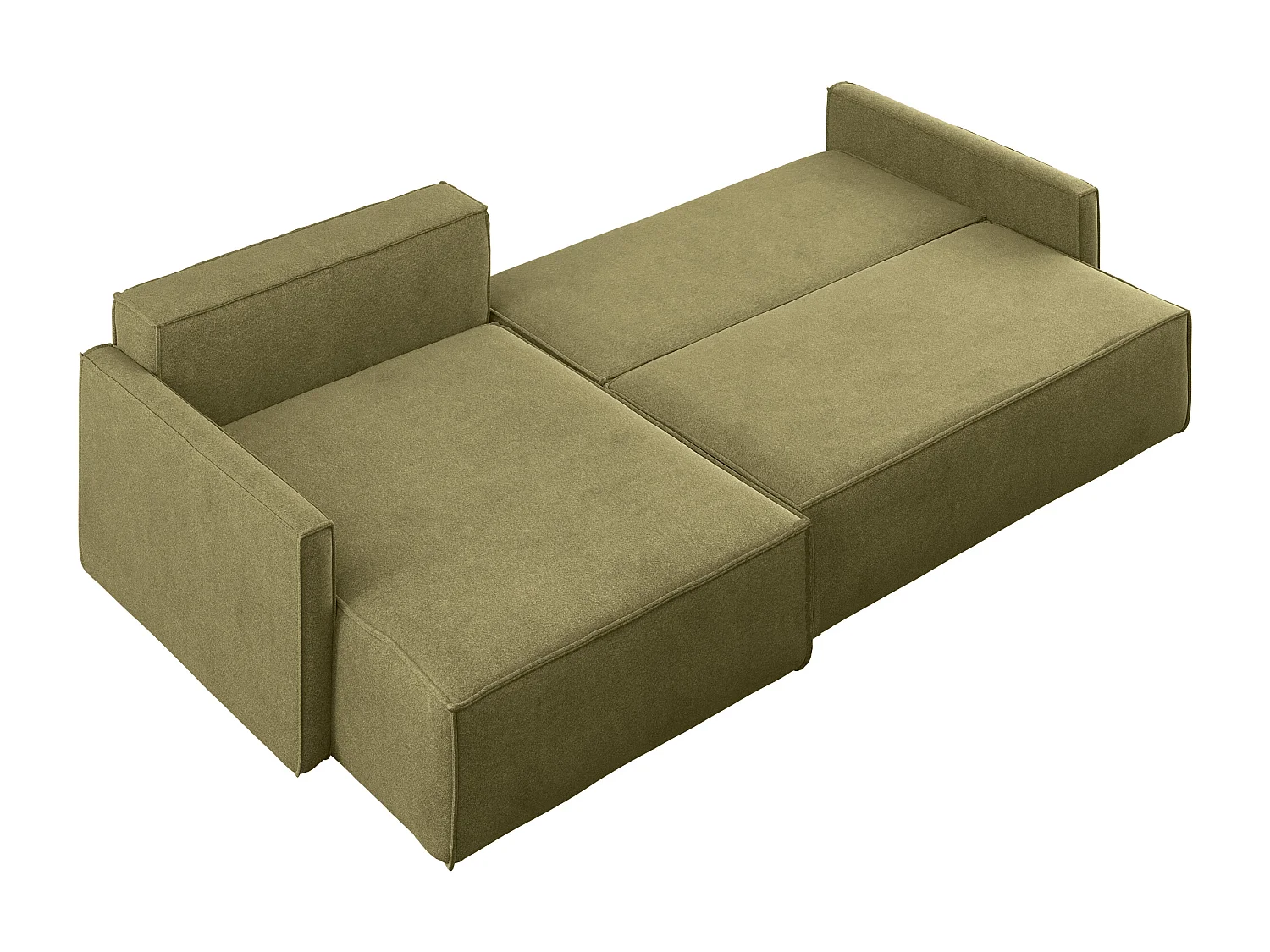 Schlafsofa Carlos L-Form, Ecksofa Mit Bettkasten Und Schlaffunktion Stoff Salvador Links Olive