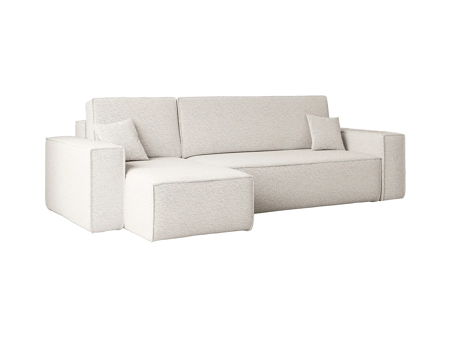 Ecksofa mit schlaffunktion und bettkasten, Ecksofa L-Form, Eckcouch L-Form BEST stoff Abriamo Ecru Links