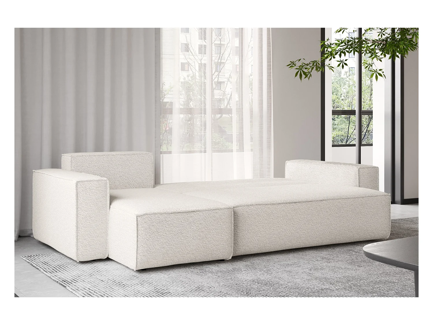 Ecksofa mit schlaffunktion und bettkasten, Ecksofa L-Form, Eckcouch L-Form BEST stoff Abriamo Ecru Links