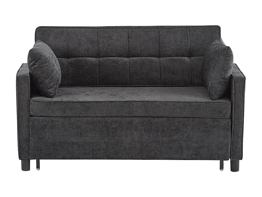 Canapé convertible deux places avec dossier réglable tissu chenille mousse haute densité canapé de salon fonction lit noir antique