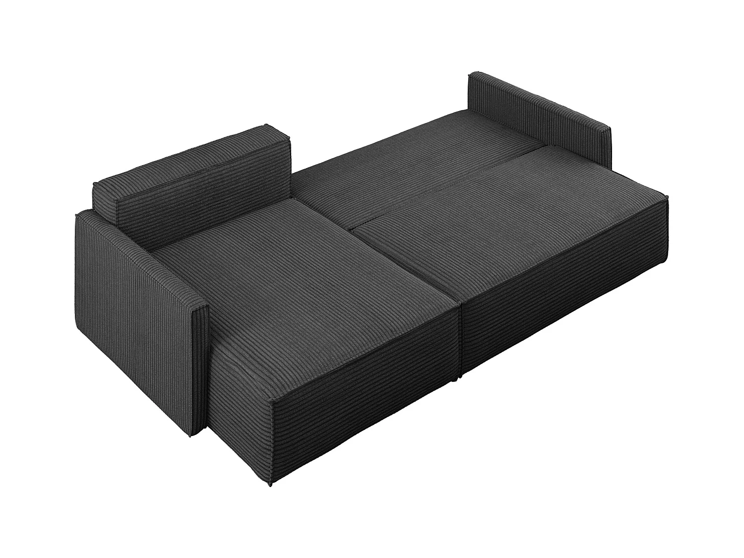 Schlafsofa Carlos, Ecksofa L-Form mit schlaffunktion und bettkasten Stoff Poso Graphit Links