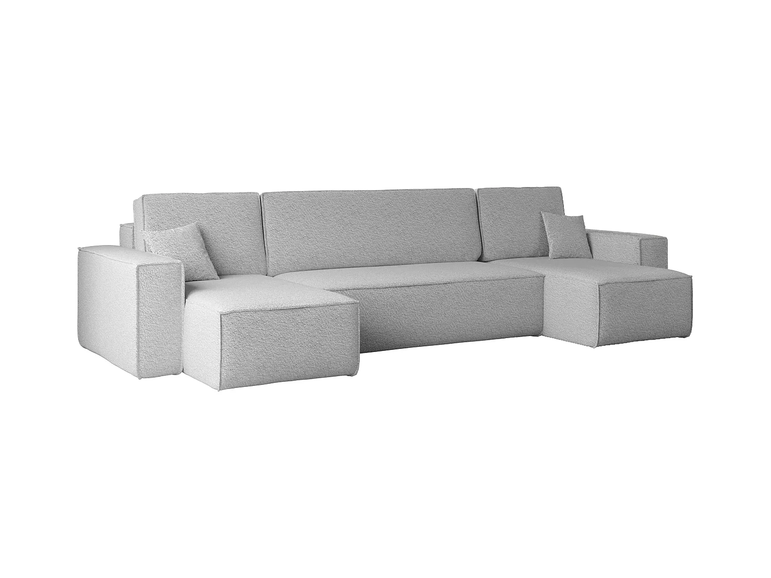 Ecksofa mit schlaffunktion und bettkasten, Sofa U-form, Couch U-form BEST stoff Abriamo Hellgrau