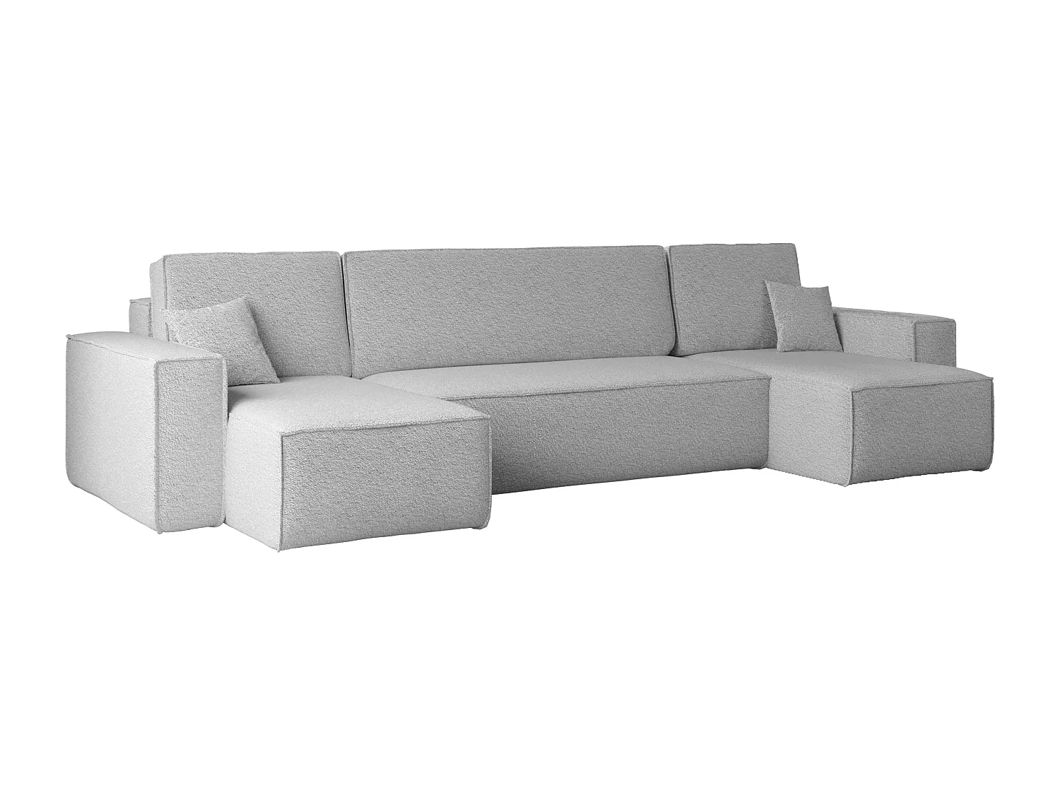 Ecksofa mit schlaffunktion und bettkasten, Sofa U-form, Couch U-form BEST stoff Abriamo Hellgrau