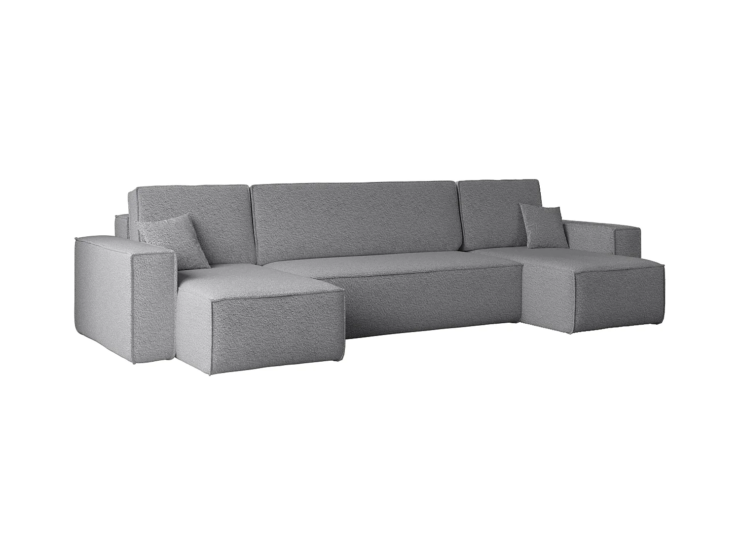 Ecksofa mit schlaffunktion und bettkasten, Sofa U-form, Couch U-form BEST stoff Abriamo Grau