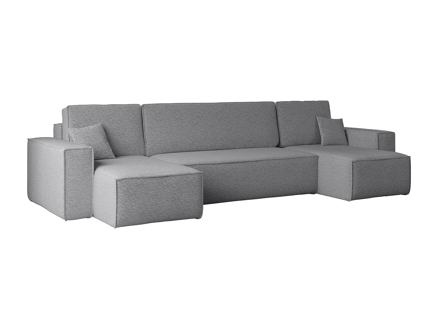 Canapé d'angle avec fonction couchage et coffre de lit, canapé en U, canapé en U BEST tissu Abriamo Gris
