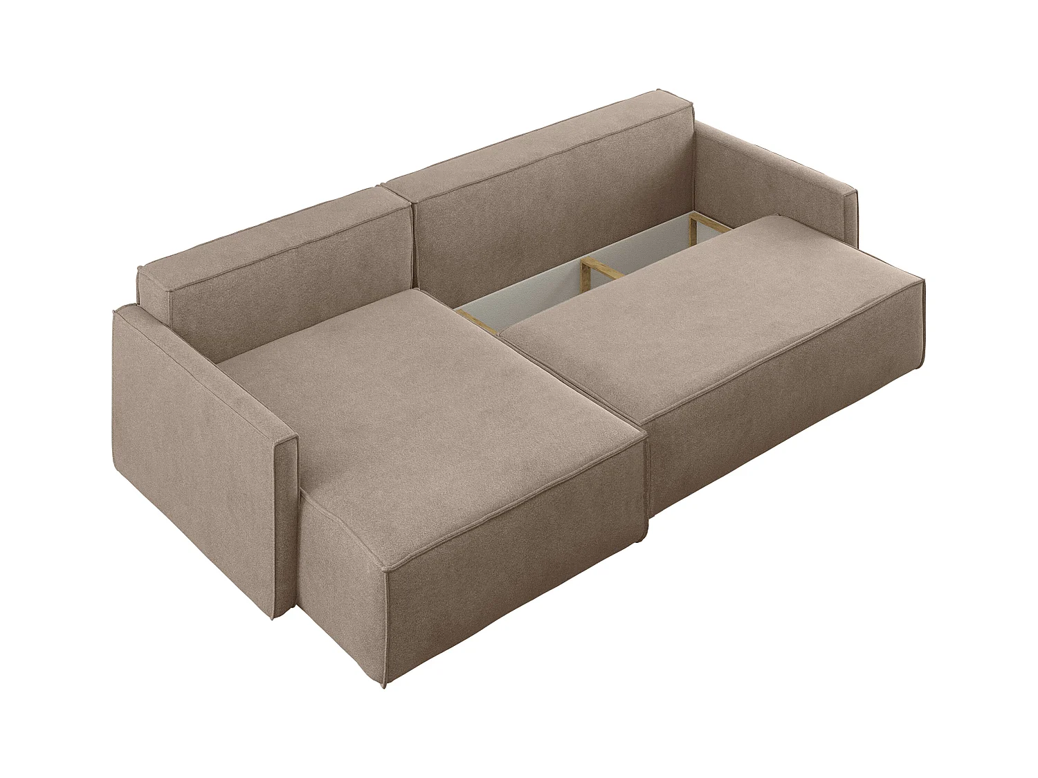 Schlafsofa Carlos L-Form, Ecksofa Mit Bettkasten Und Schlaffunktion Stoff Salvador Links Dunkelbeige