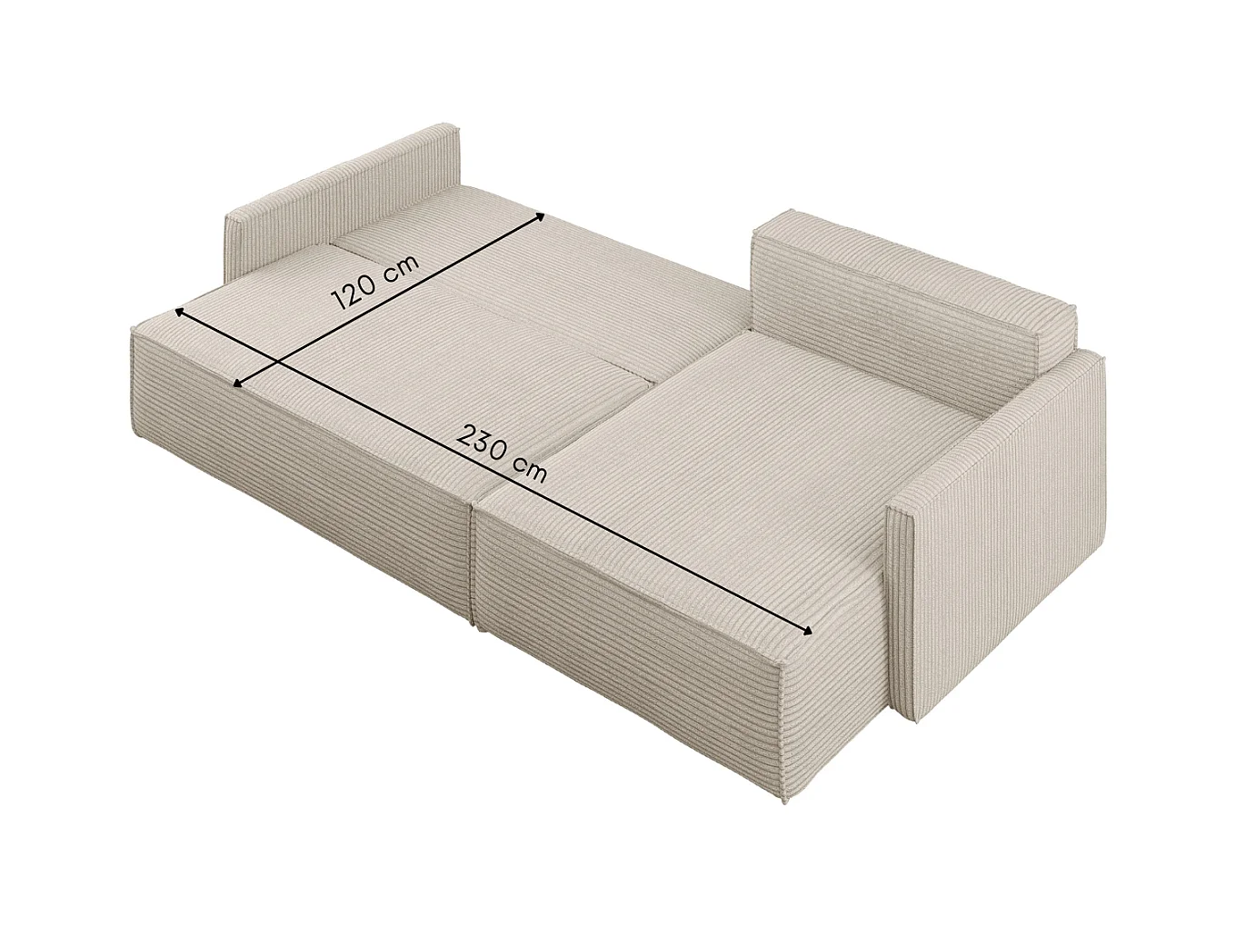 Canapé-lit Carlos, canapé d'angle en L avec fonction couchage et coffre de lit, tissu Poso Beige, droite