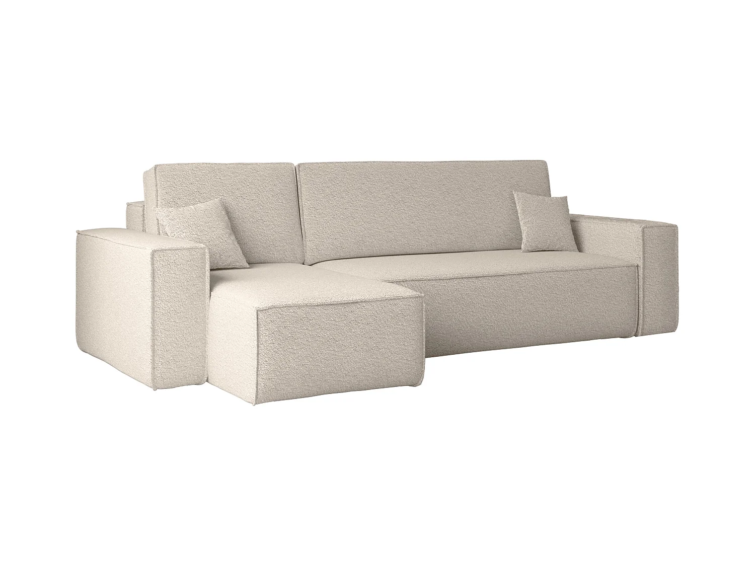 Ecksofa mit schlaffunktion und bettkasten, Ecksofa L-Form, Eckcouch L-Form BEST stoff Abriamo Beige Links