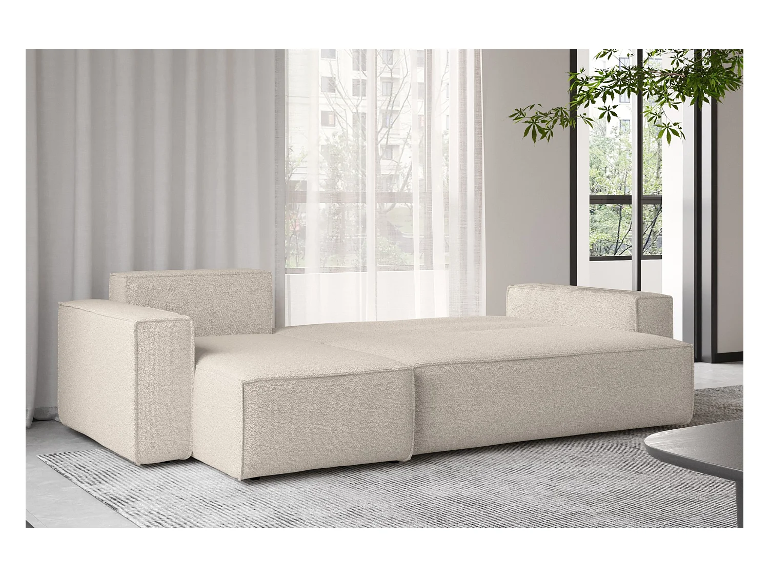 Ecksofa mit schlaffunktion und bettkasten, Ecksofa L-Form, Eckcouch L-Form BEST stoff Abriamo Beige Links