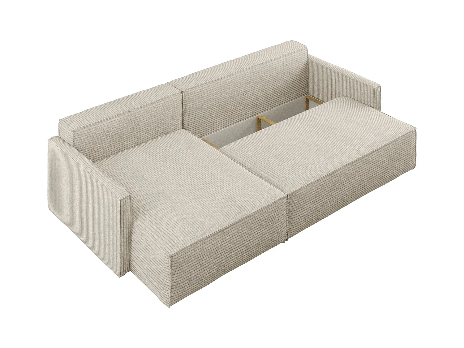 Canapé-lit Carlos, canapé d'angle en L avec fonction couchage et coffre de lit, tissu Poso Beige Gauche