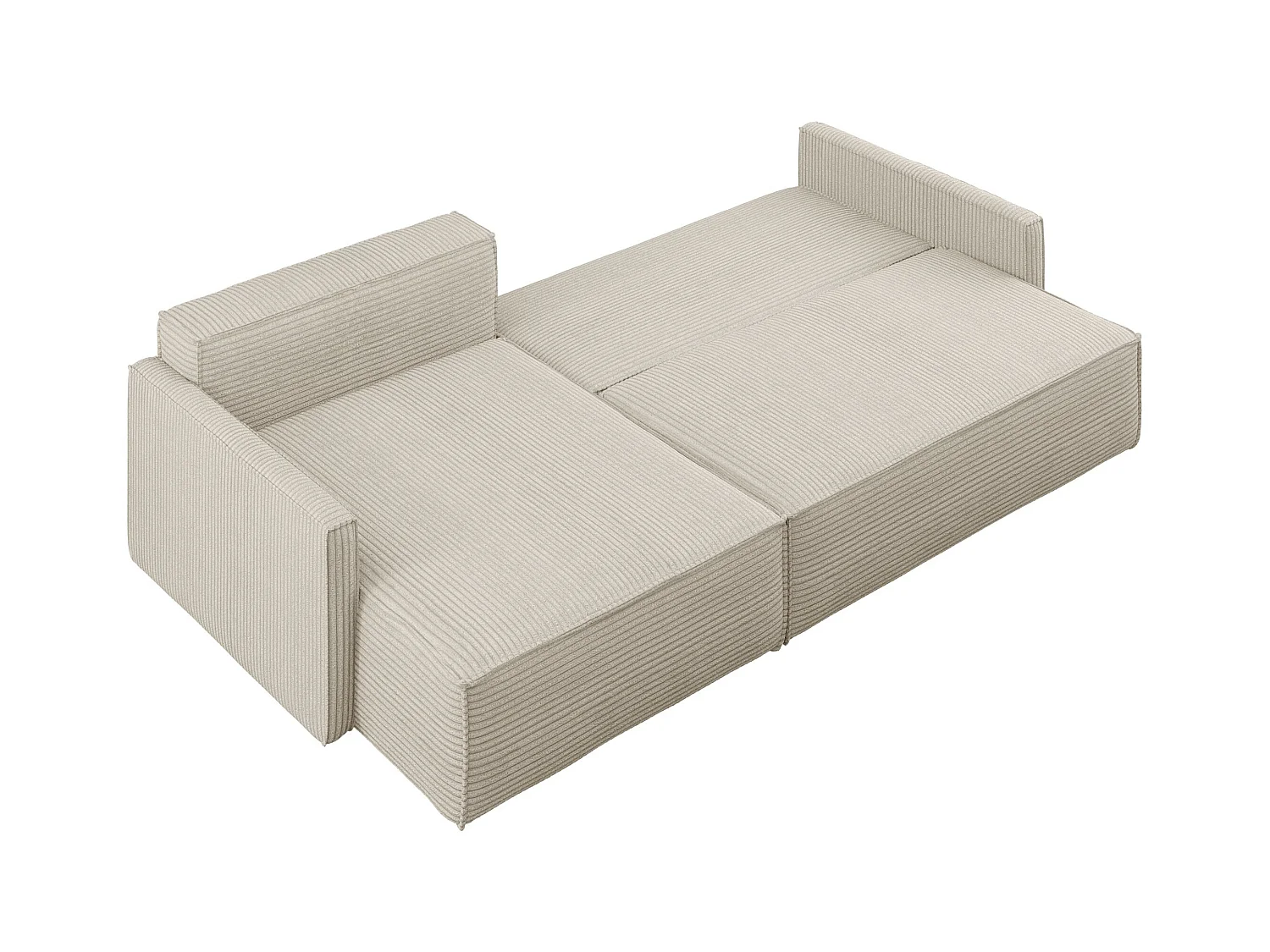 Canapé-lit Carlos, canapé d'angle en L avec fonction couchage et coffre de lit, tissu Poso Beige Gauche