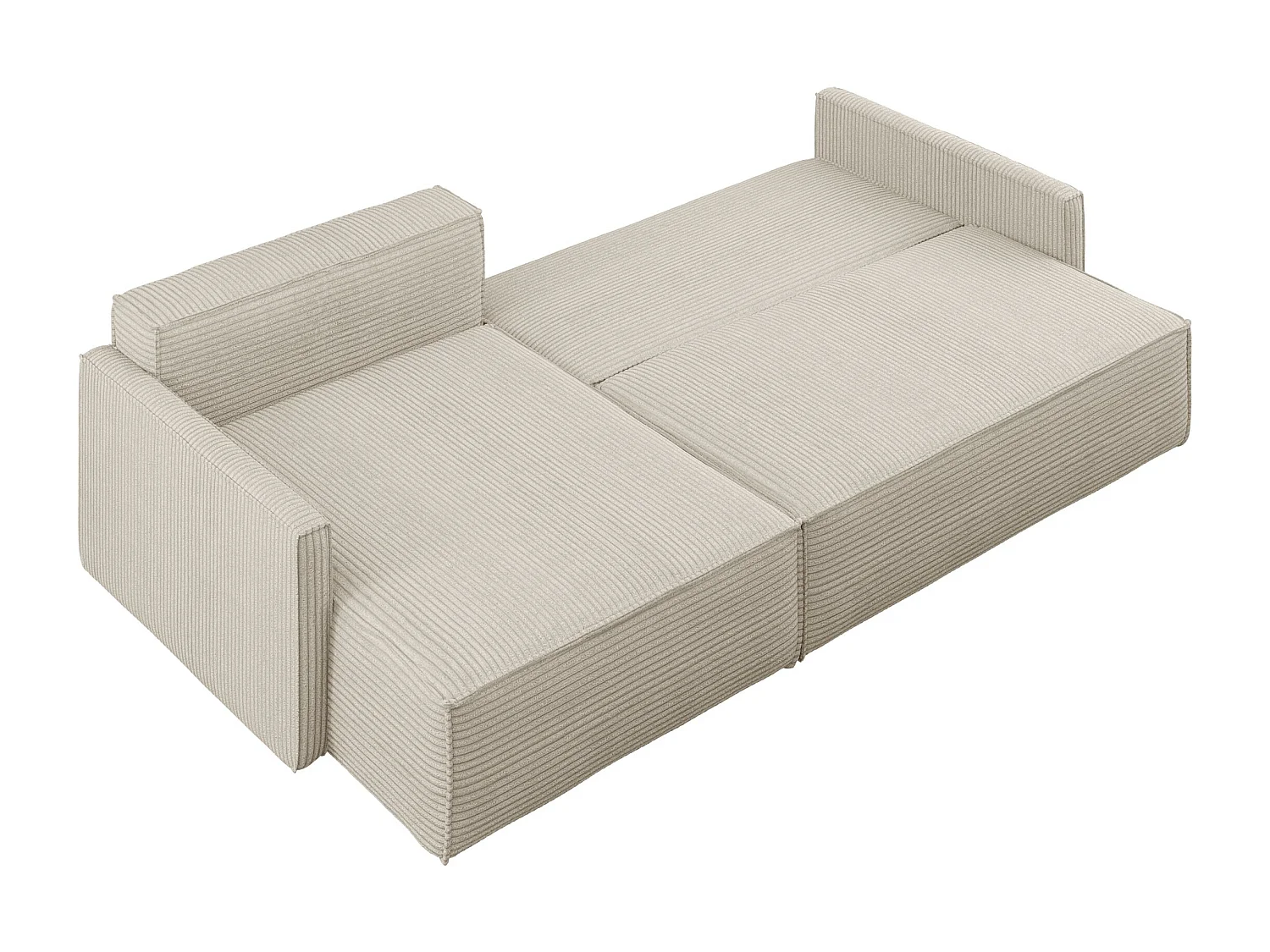 Canapé-lit Carlos, canapé d'angle en L avec fonction couchage et coffre de lit, tissu Poso Beige Gauche