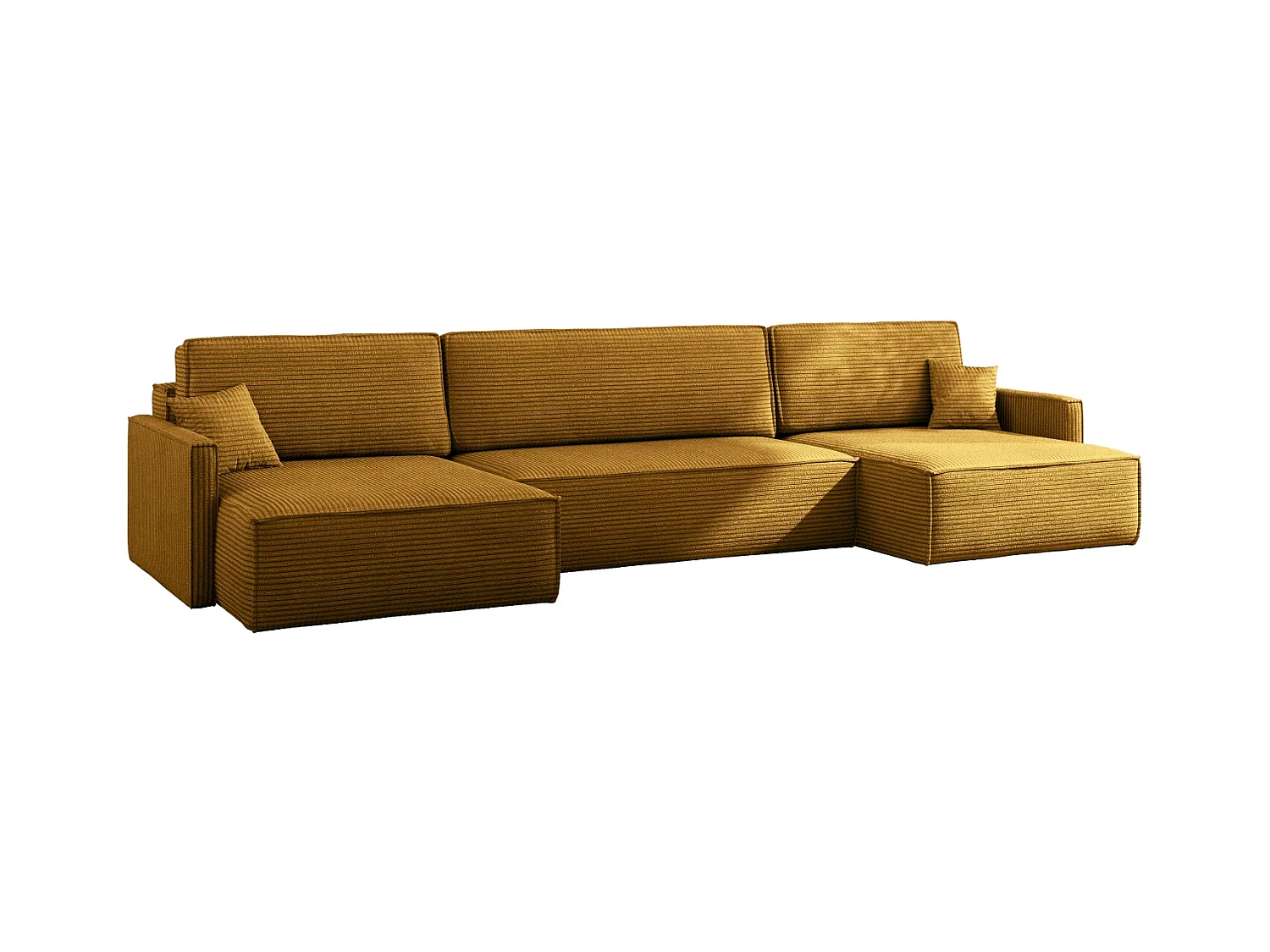 Ecksofa Carlos Mit Schlaffunktion und Bettkasten Elegante Stoff Poso Senffarbe