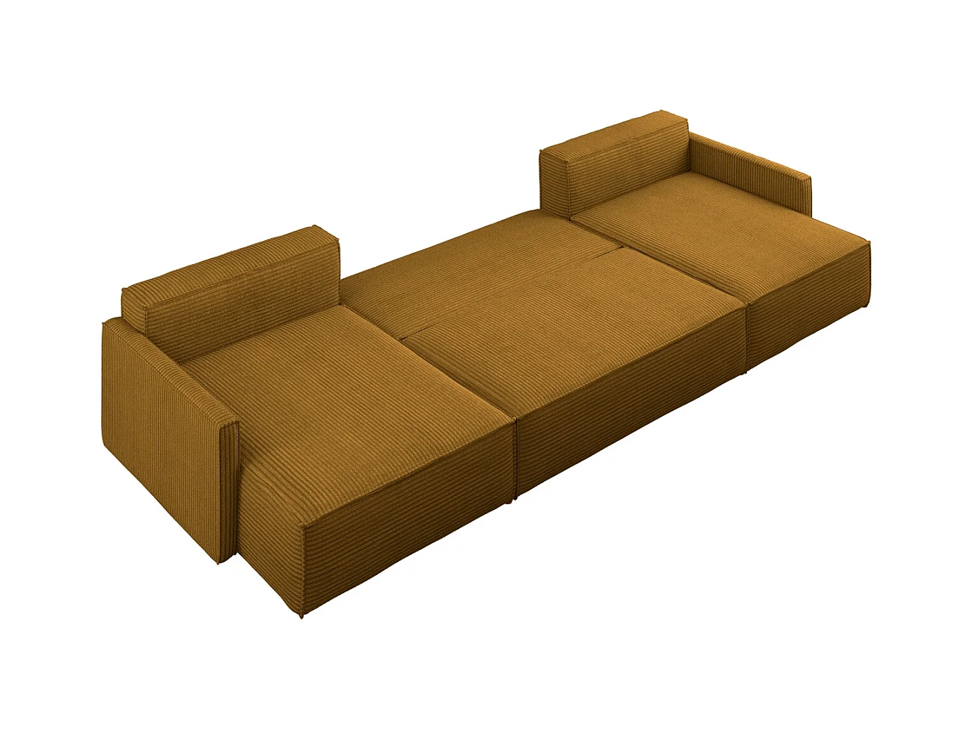 Ecksofa Carlos Mit Schlaffunktion und Bettkasten Elegante Stoff Poso Senffarbe