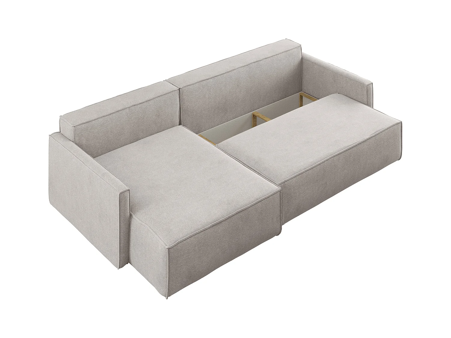 Schlafsofa Carlos L-Form, Ecksofa Mit Bettkasten Und Schlaffunktion Stoff Salvador Links Hellgrau