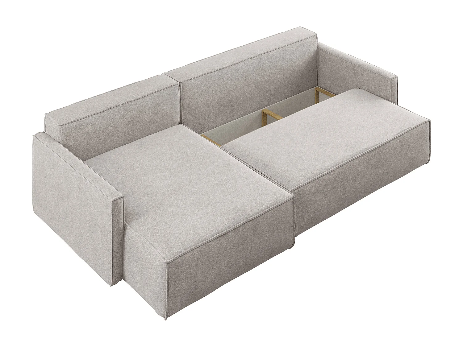 Schlafsofa Carlos L-Form, Ecksofa Mit Bettkasten Und Schlaffunktion Stoff Salvador Links Hellgrau