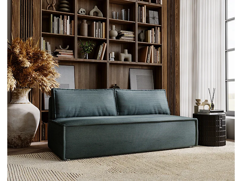 Sofa mit schlaffunktion und bettkasten, Schlafsofa DUO Poso Stoff - vielen farben Azurblau