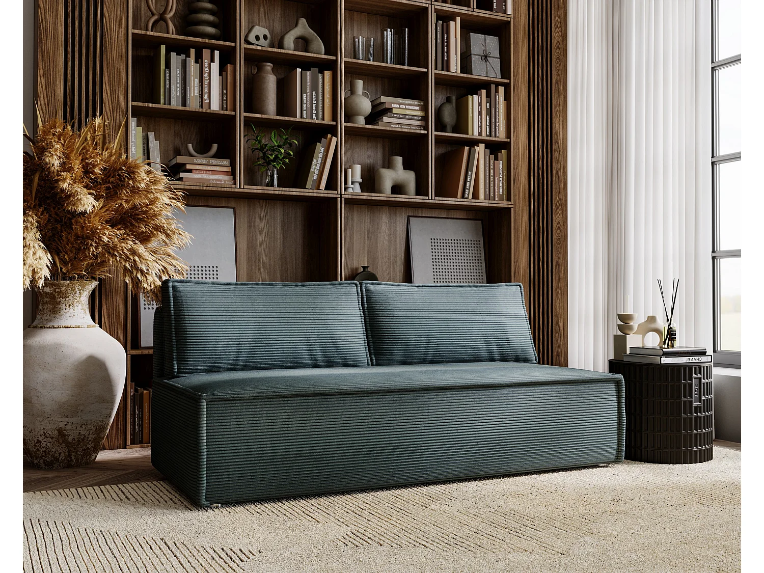 Canapé convertible DUO Poso en tissu - plusieurs coloris Bleu azur