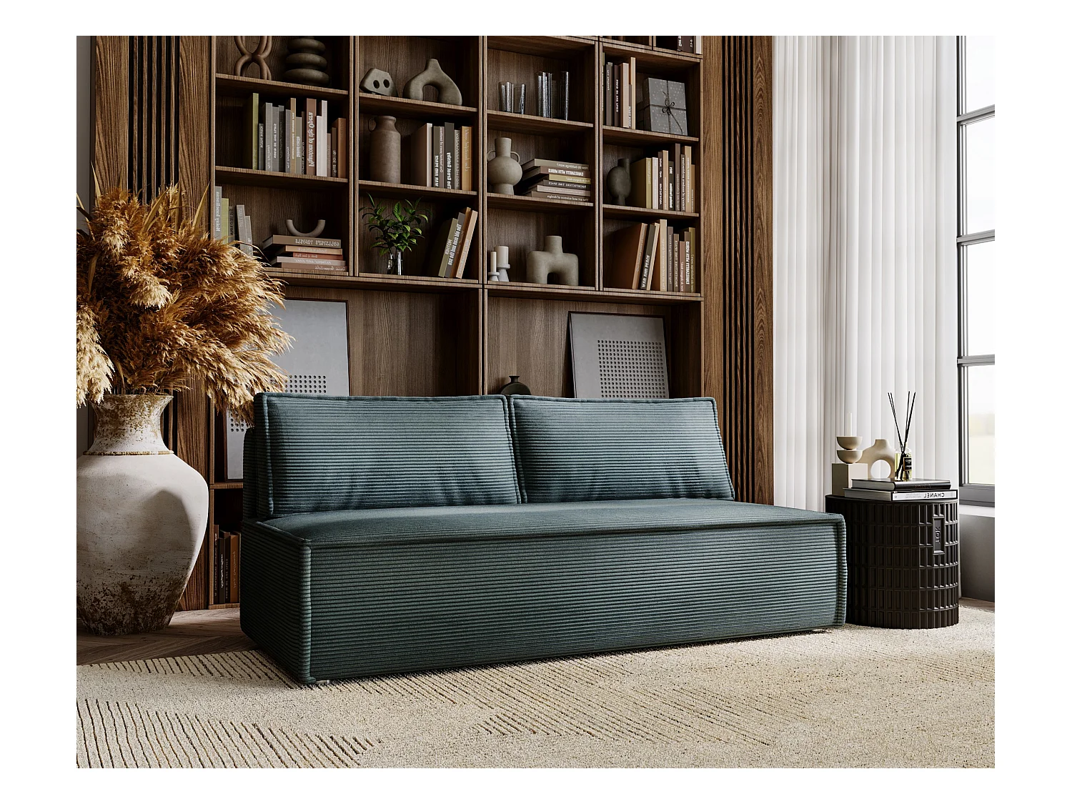 Sofa mit schlaffunktion und bettkasten, Schlafsofa DUO Poso Stoff - vielen farben Azurblau