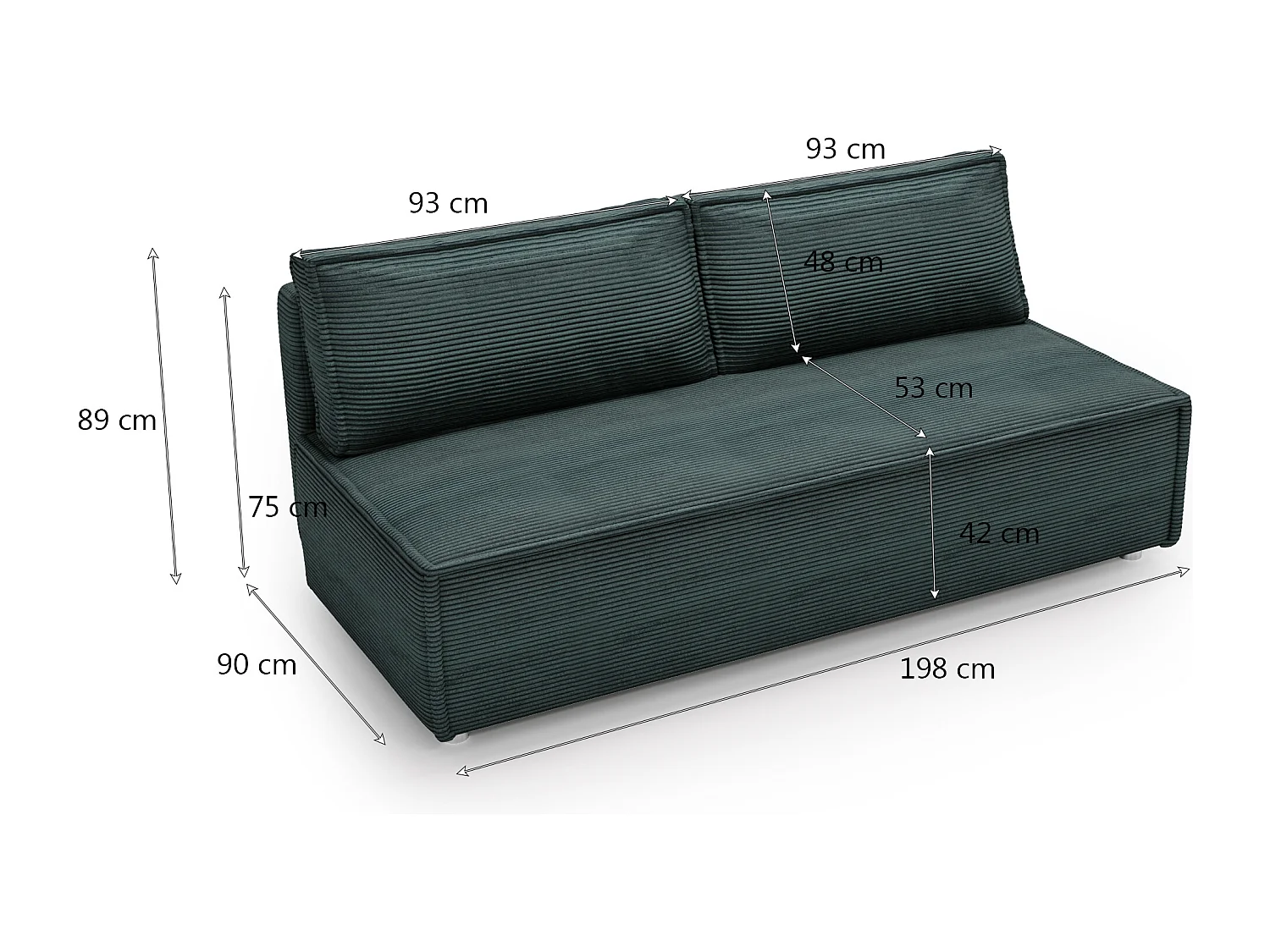 Canapé convertible DUO Poso en tissu - plusieurs coloris Bleu azur