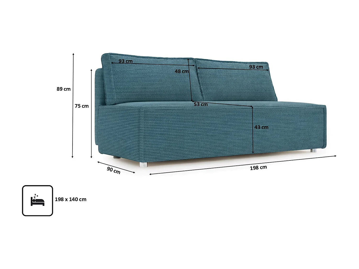 Canapé convertible DUO Poso en tissu - plusieurs coloris Bleu azur