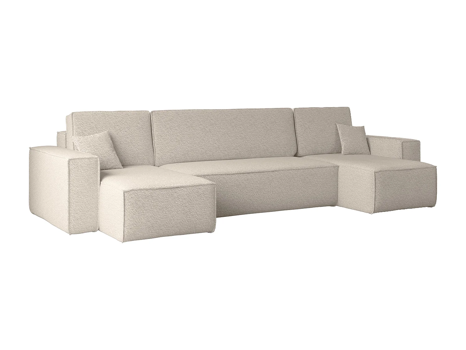 Canapé d'angle avec fonction couchage et coffre de lit, canapé en U, canapé en U BEST tissu Abriamo Beige