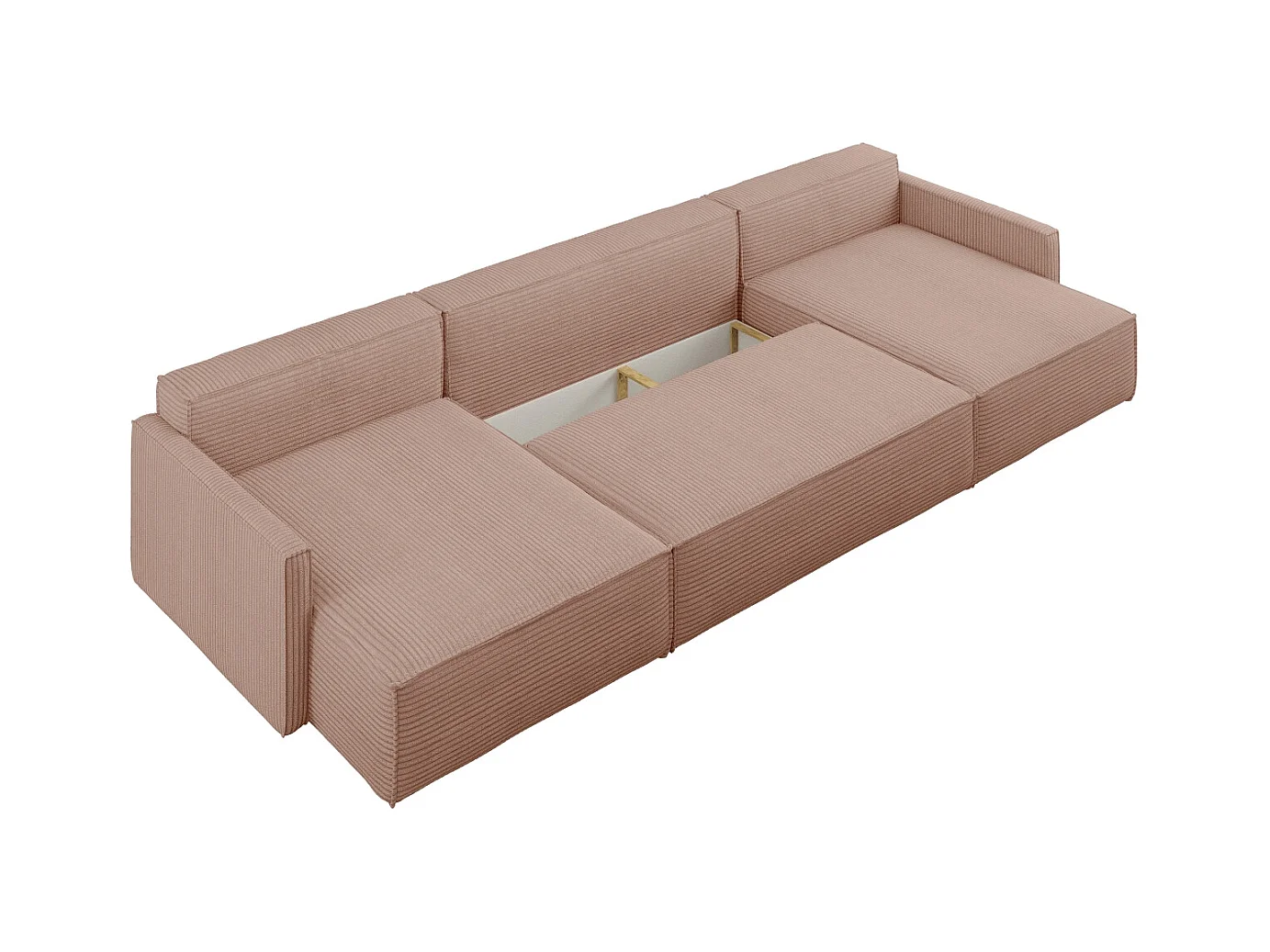 Ecksofa Carlos Mit Schlaffunktion und Bettkasten Elegante Stoff Poso Rosa