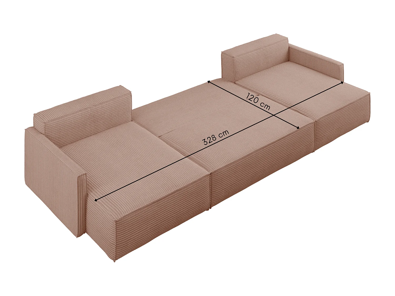 Canapé d'angle Carlos avec fonction couchage et coffre de lit Tissu élégant Poso Rosa