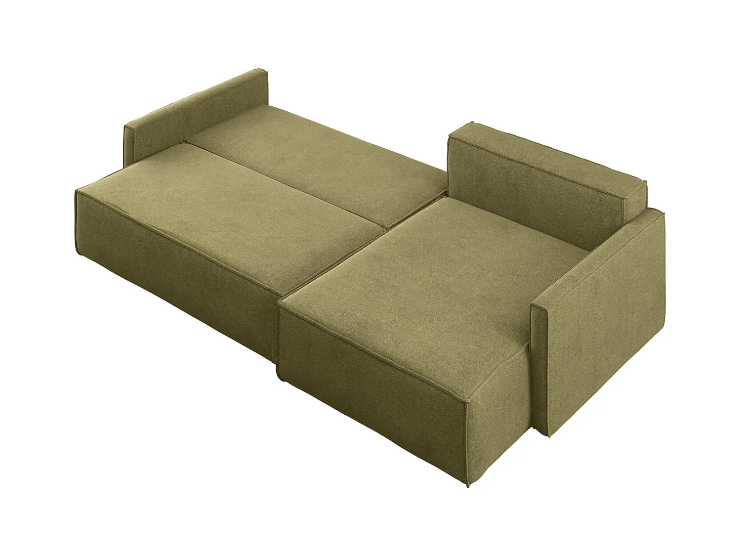 Schlafsofa Carlos L-Form, Ecksofa Mit Bettkasten Und Schlaffunktion Stoff Salvador Rechts Olive