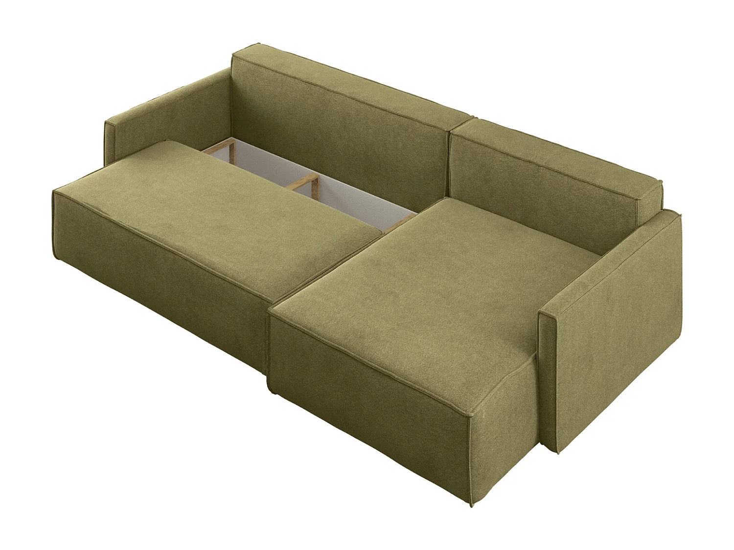 Schlafsofa Carlos L-Form, Ecksofa Mit Bettkasten Und Schlaffunktion Stoff Salvador Rechts Olive