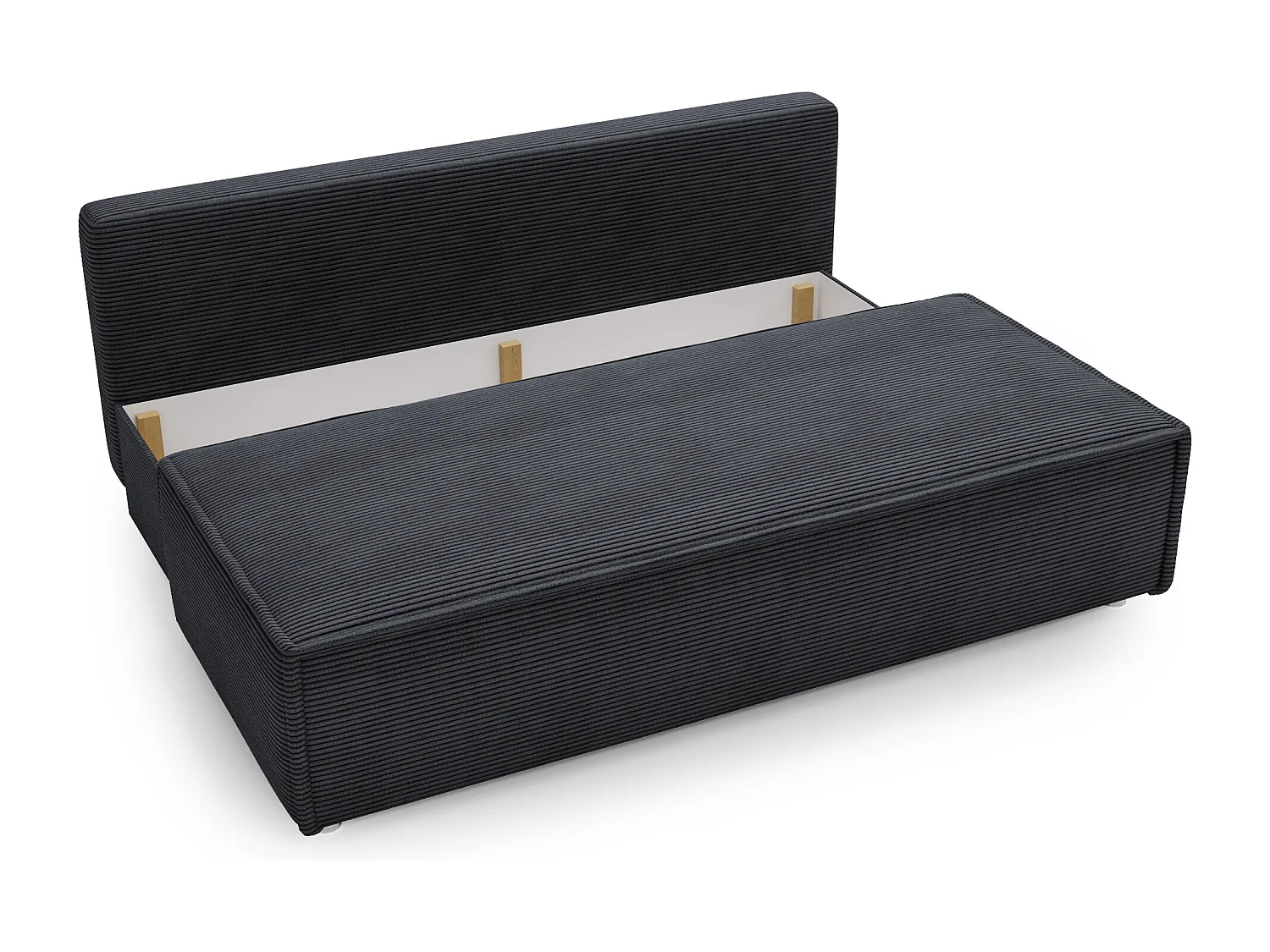 Canapé avec fonction couchage et coffre de lit, canapé-lit DUO Poso tissu - plusieurs coloris Gris foncé