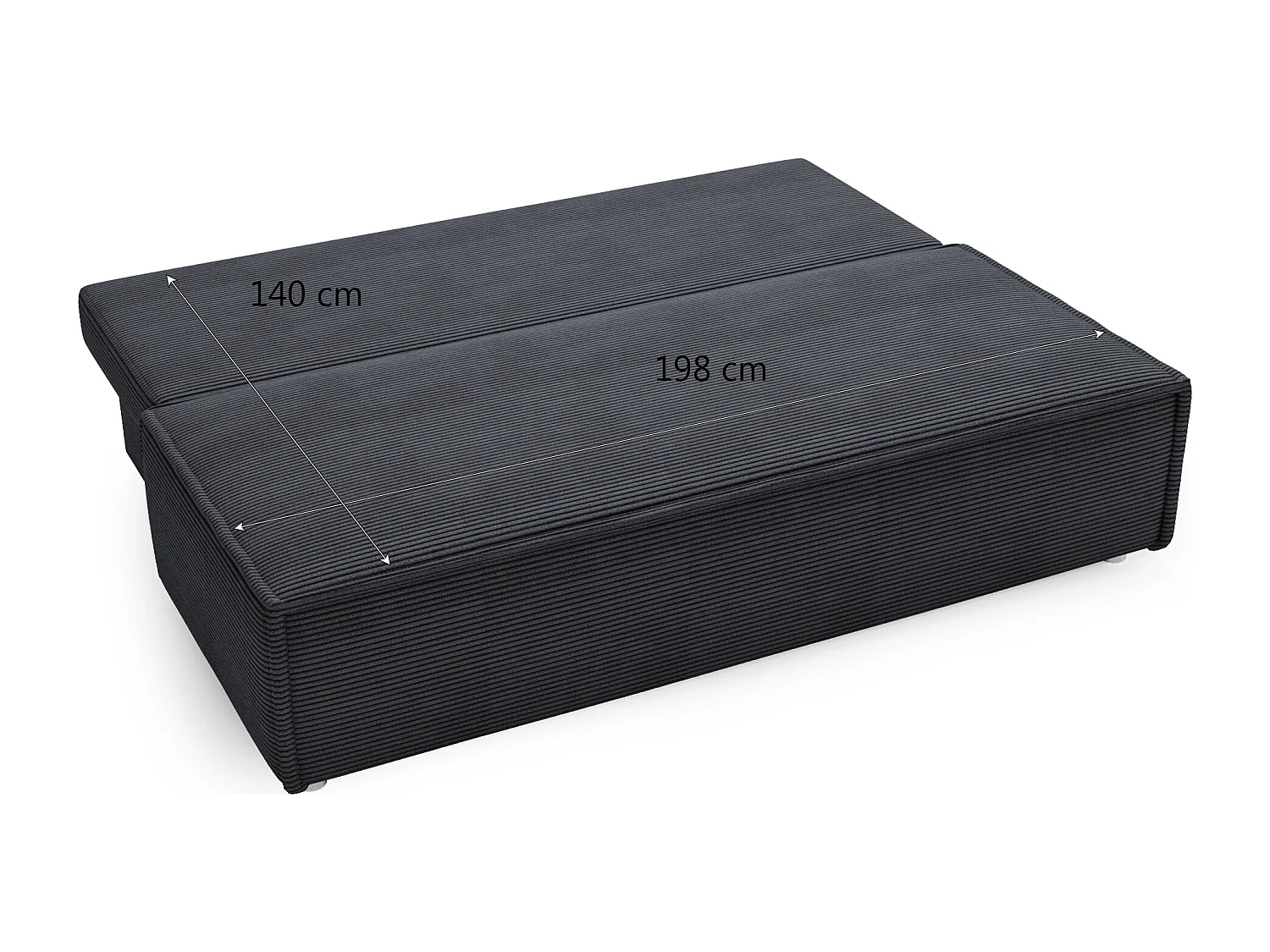 Canapé avec fonction couchage et coffre de lit, canapé-lit DUO Poso tissu - plusieurs coloris Gris foncé