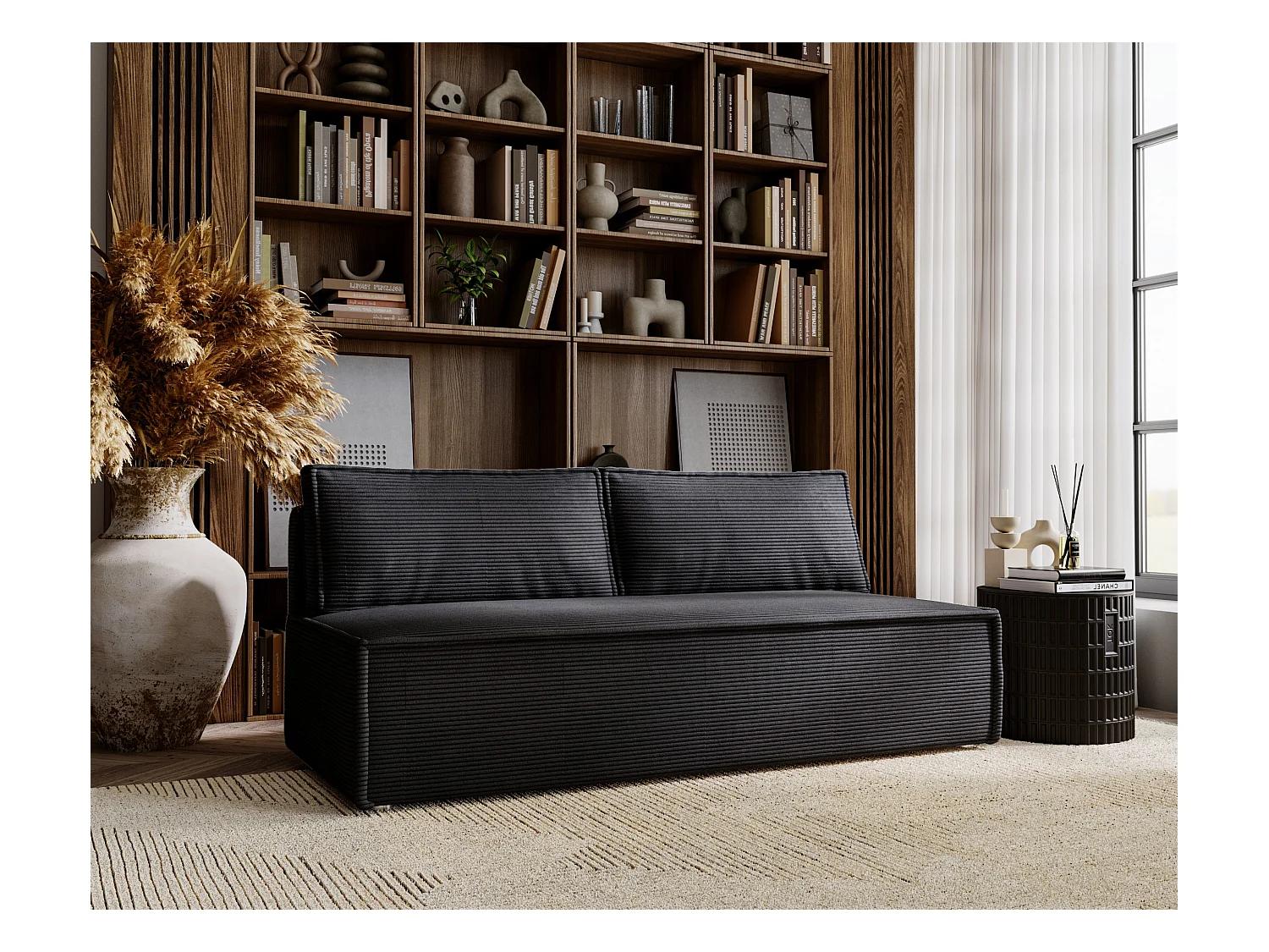 Sofa mit schlaffunktion und bettkasten, Schlafsofa DUO Poso Stoff - vielen farben Dunkelgrau