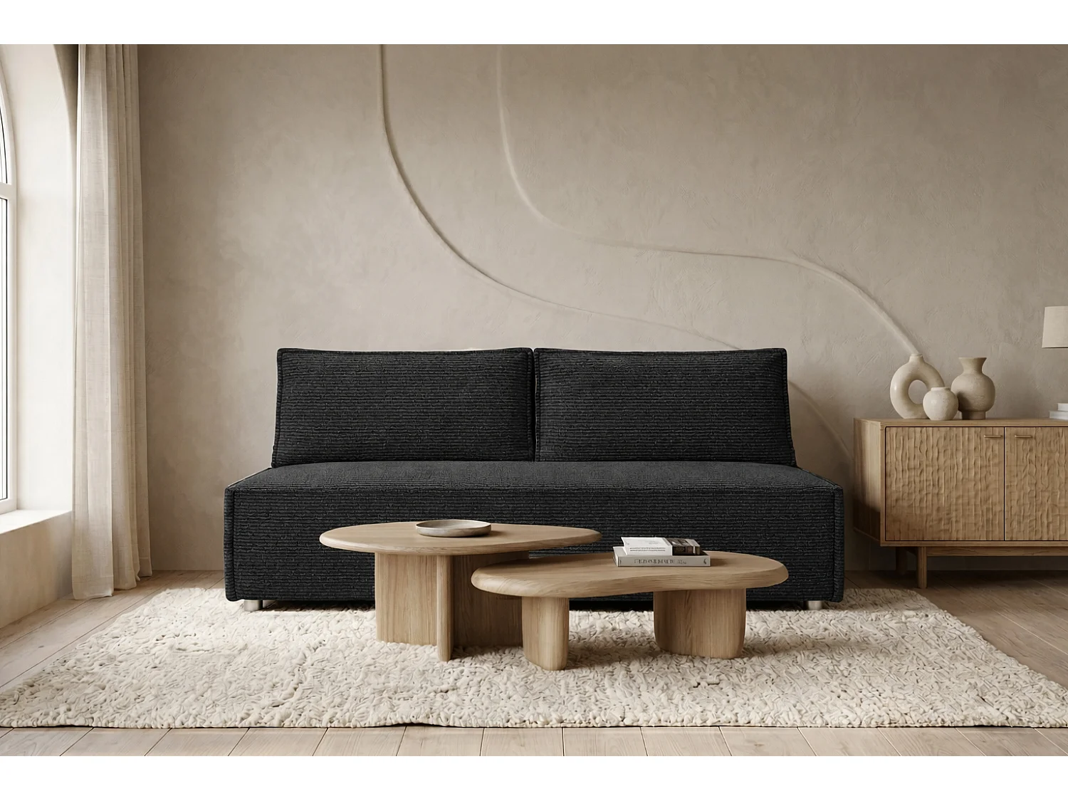 Canapé convertible DUO Poso en tissu - plusieurs coloris graphite