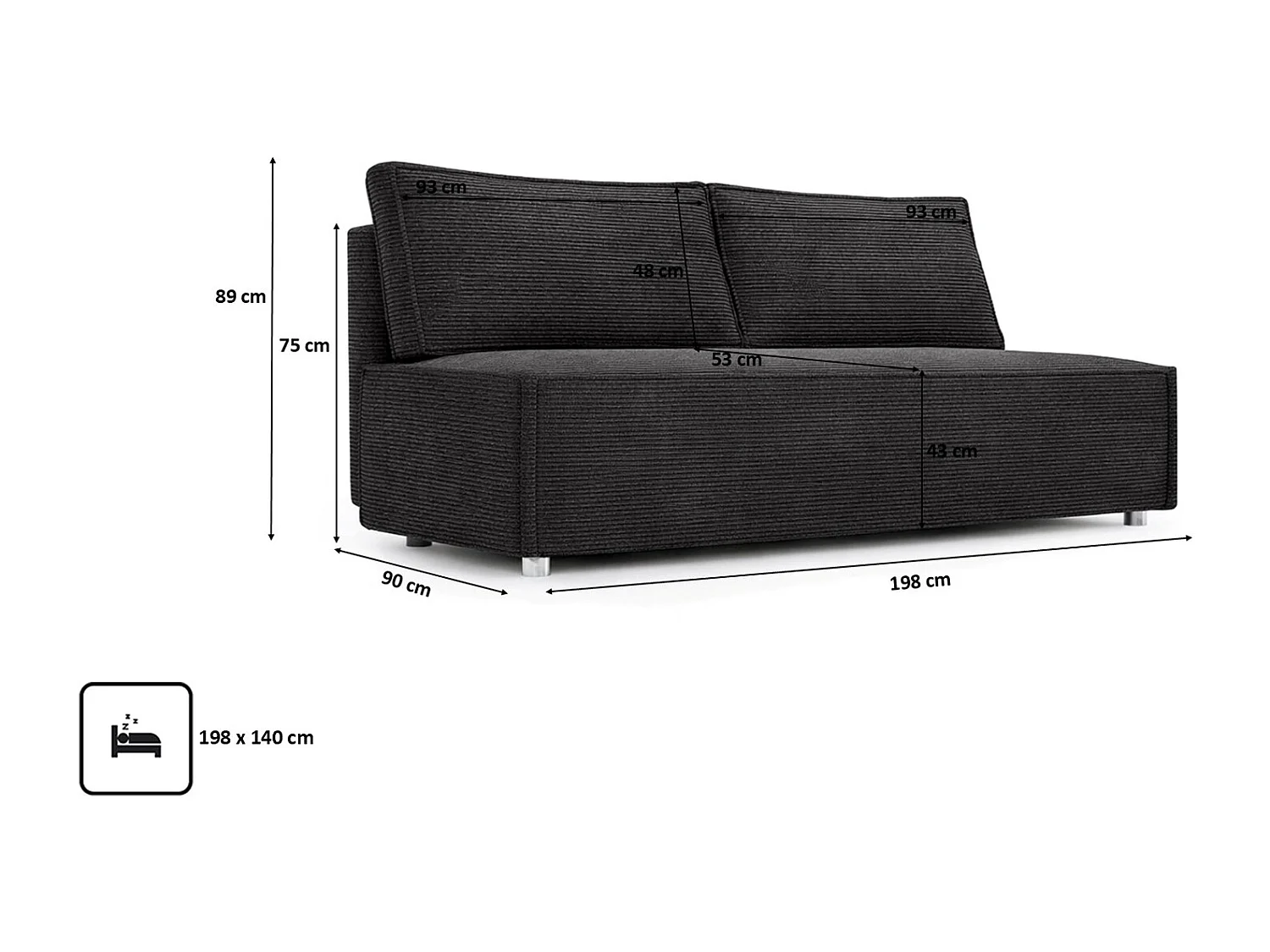 Canapé convertible DUO Poso en tissu - plusieurs coloris graphite