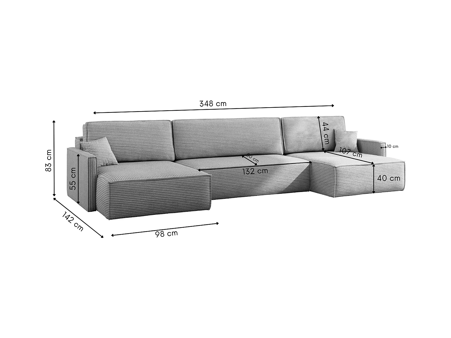 Ecksofa Carlos Mit Schlaffunktion und Bettkasten Elegante Stoff Poso Silber
