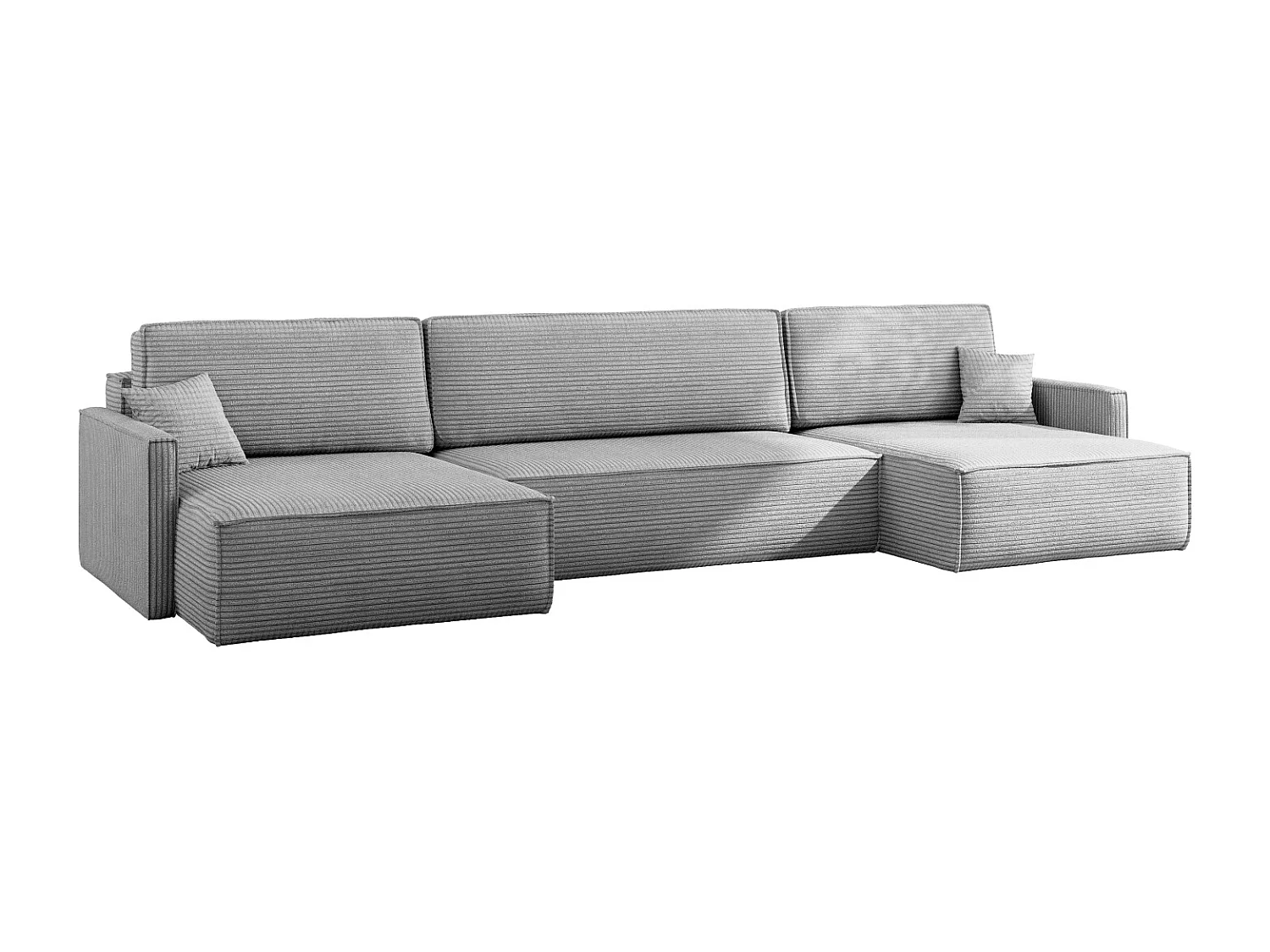 Canapé d'angle Carlos avec fonction couchage et coffre de lit Tissu élégant Poso Silver