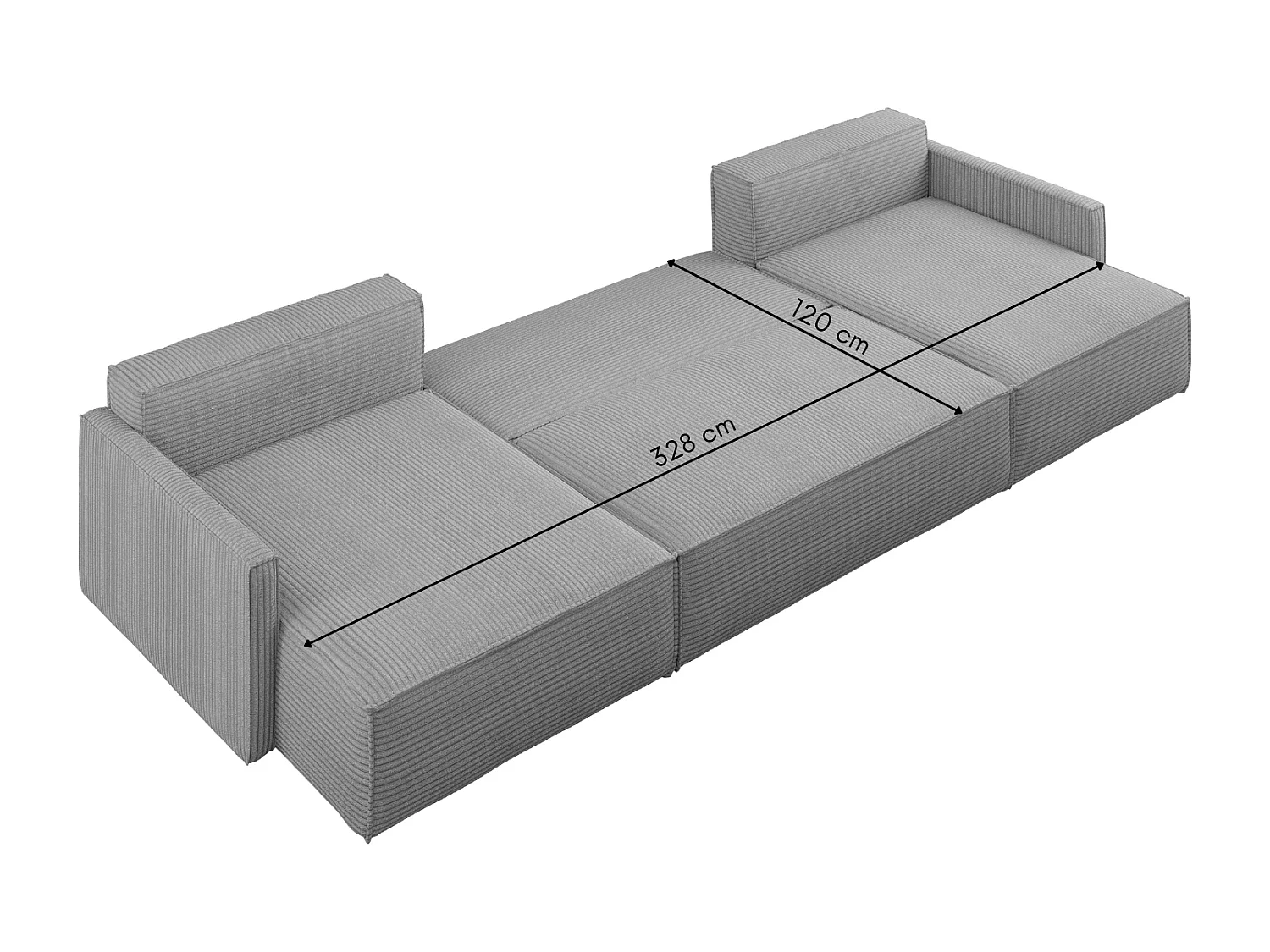 Canapé d'angle Carlos avec fonction couchage et coffre de lit Tissu élégant Poso Silver