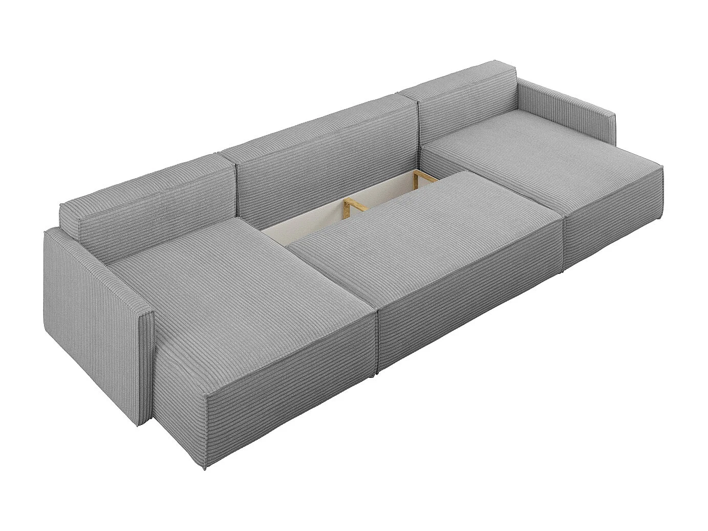 Canapé d'angle Carlos avec fonction couchage et coffre de lit Tissu élégant Poso Silver