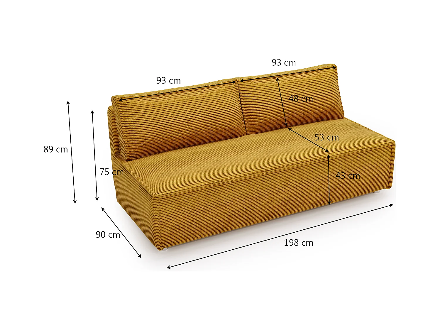 Canapé convertible DUO Poso en tissu - plusieurs coloris couleur moutarde