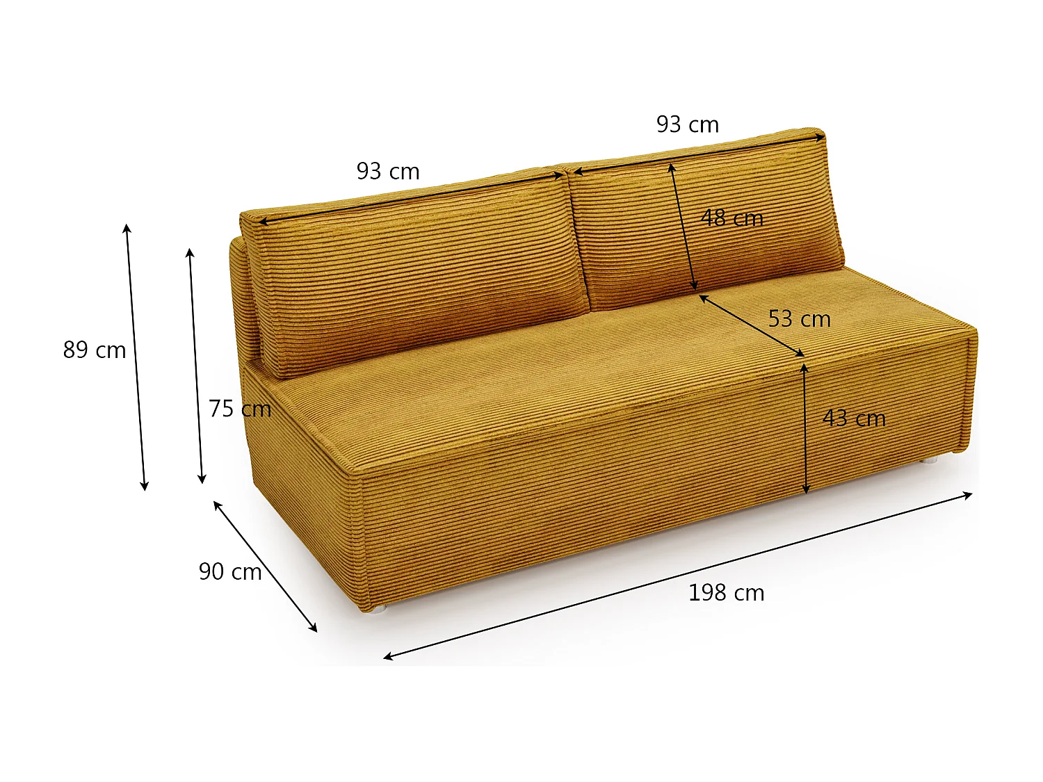 Canapé convertible DUO Poso en tissu - plusieurs coloris couleur moutarde
