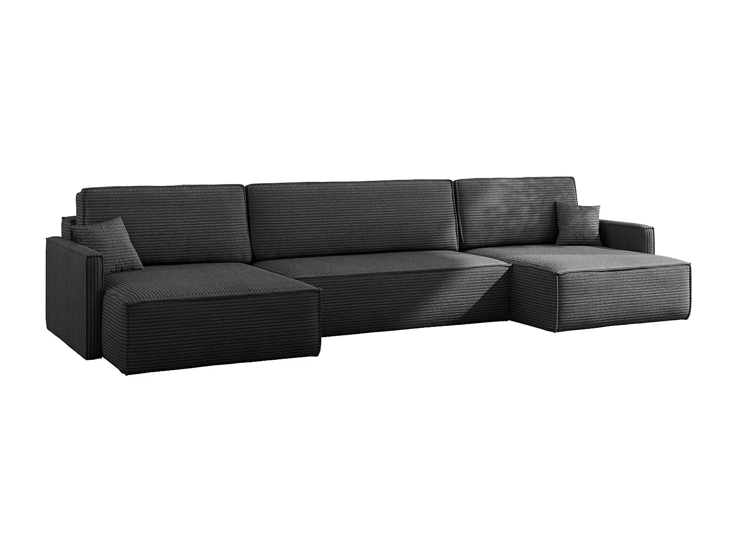 Canapé d'angle Carlos avec fonction couchage et coffre de lit Tissu élégant Poso Graphite