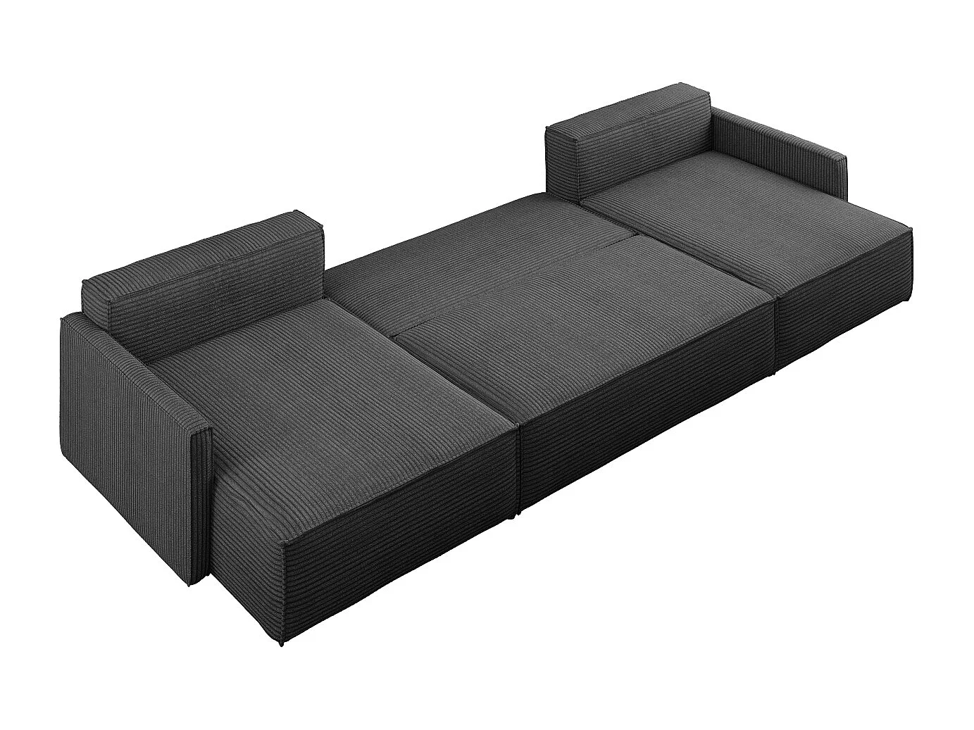 Canapé d'angle Carlos avec fonction couchage et coffre de lit Tissu élégant Poso Graphite