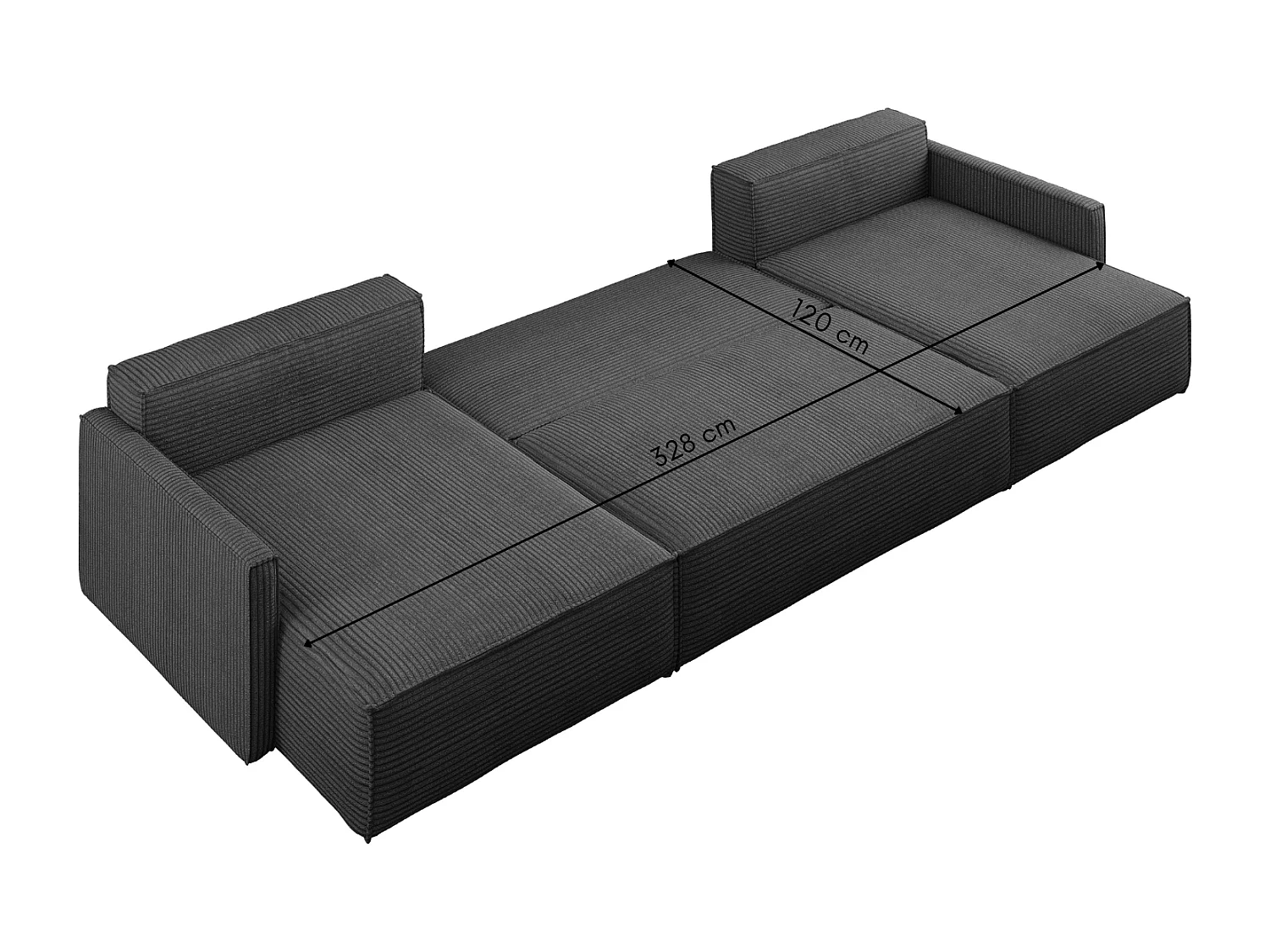 Ecksofa Carlos Mit Schlaffunktion und Bettkasten Elegante Stoff Poso Graphit