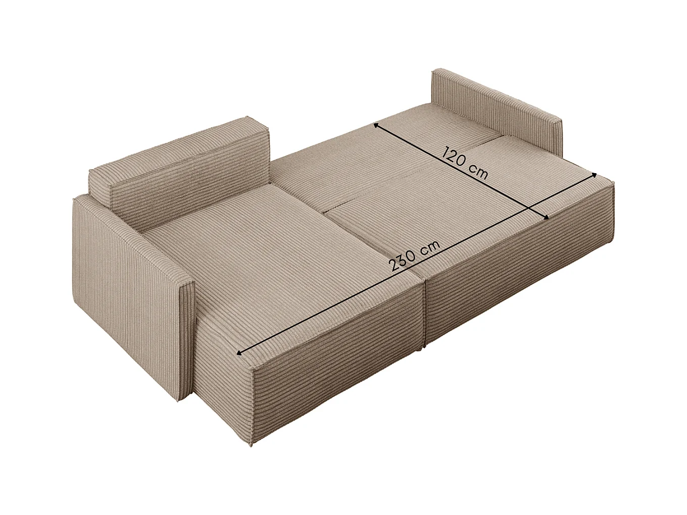Canapé-lit Carlos, canapé d'angle en L avec fonction couchage et coffre de lit, tissu Poso beige foncé, gauche