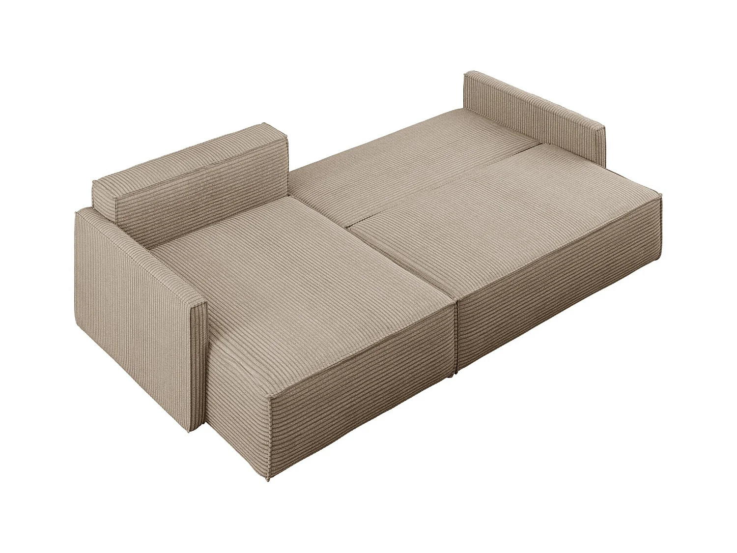 Canapé-lit Carlos, canapé d'angle en L avec fonction couchage et coffre de lit, tissu Poso beige foncé, gauche