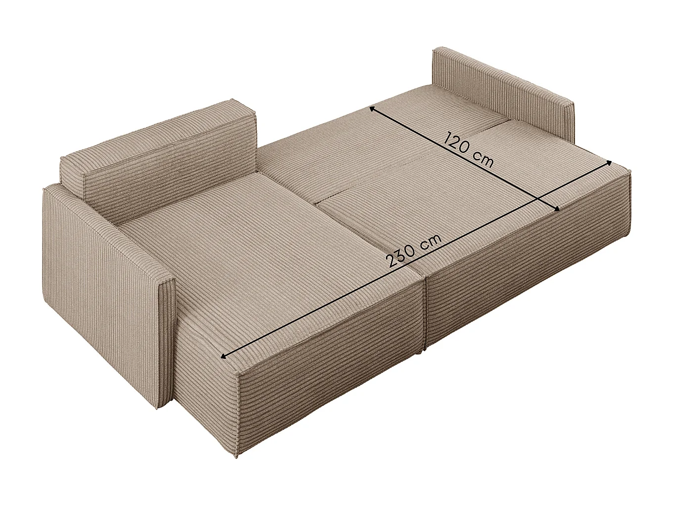Canapé-lit Carlos, canapé d'angle en L avec fonction couchage et coffre de lit, tissu Poso beige foncé, gauche