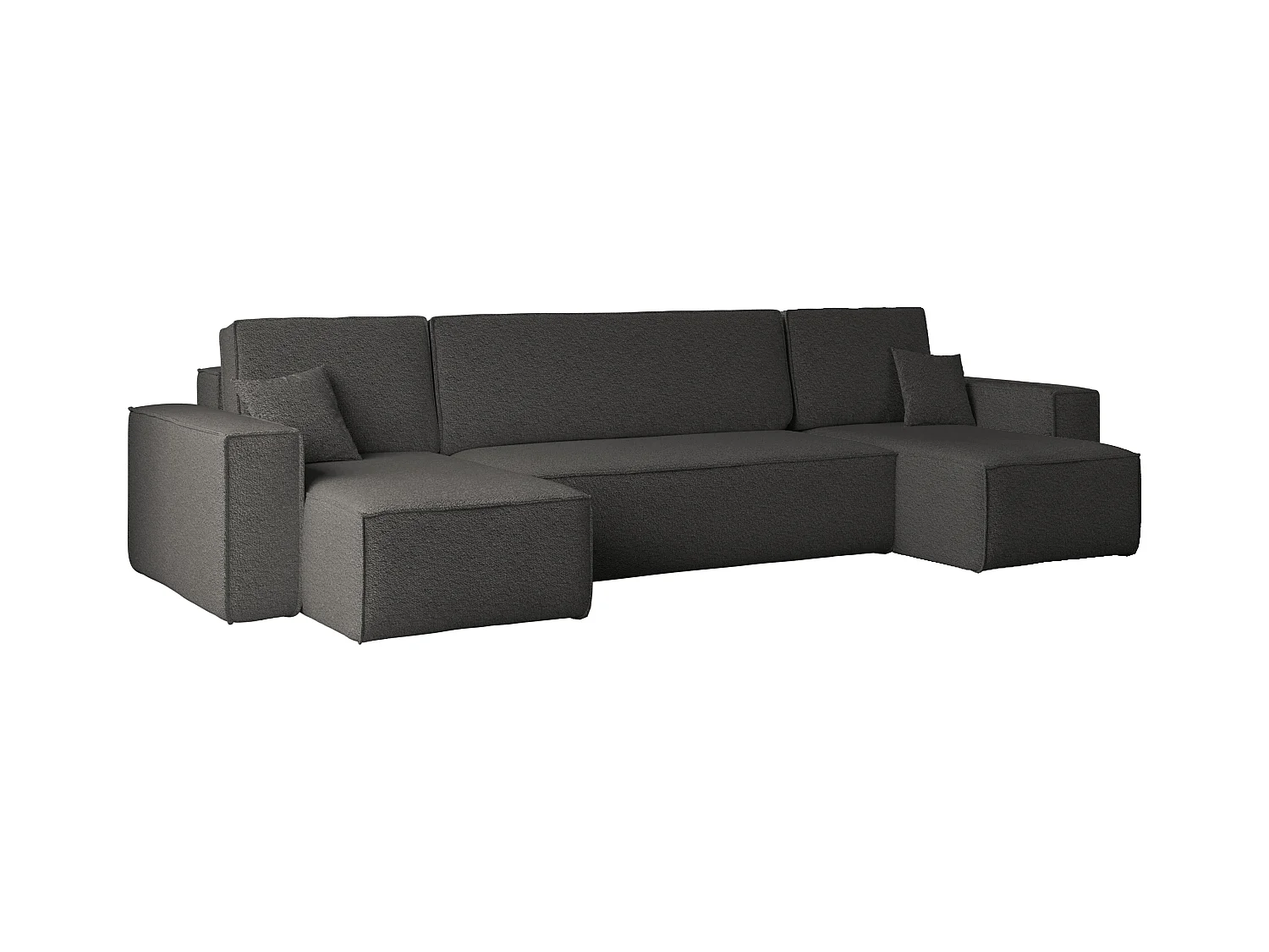 Ecksofa mit schlaffunktion und bettkasten, Sofa U-form, Couch U-form BEST stoff Abriamo Graphit