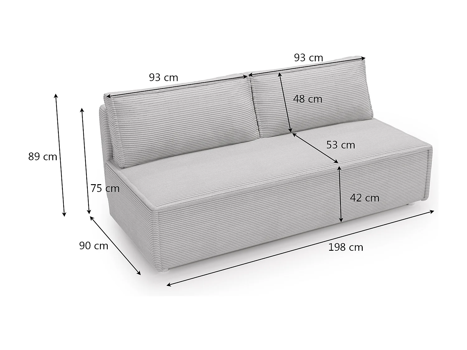 Bank met slaapfunctie en bedkast, slaapbank DUO Poso stof - vele kleuren grijs